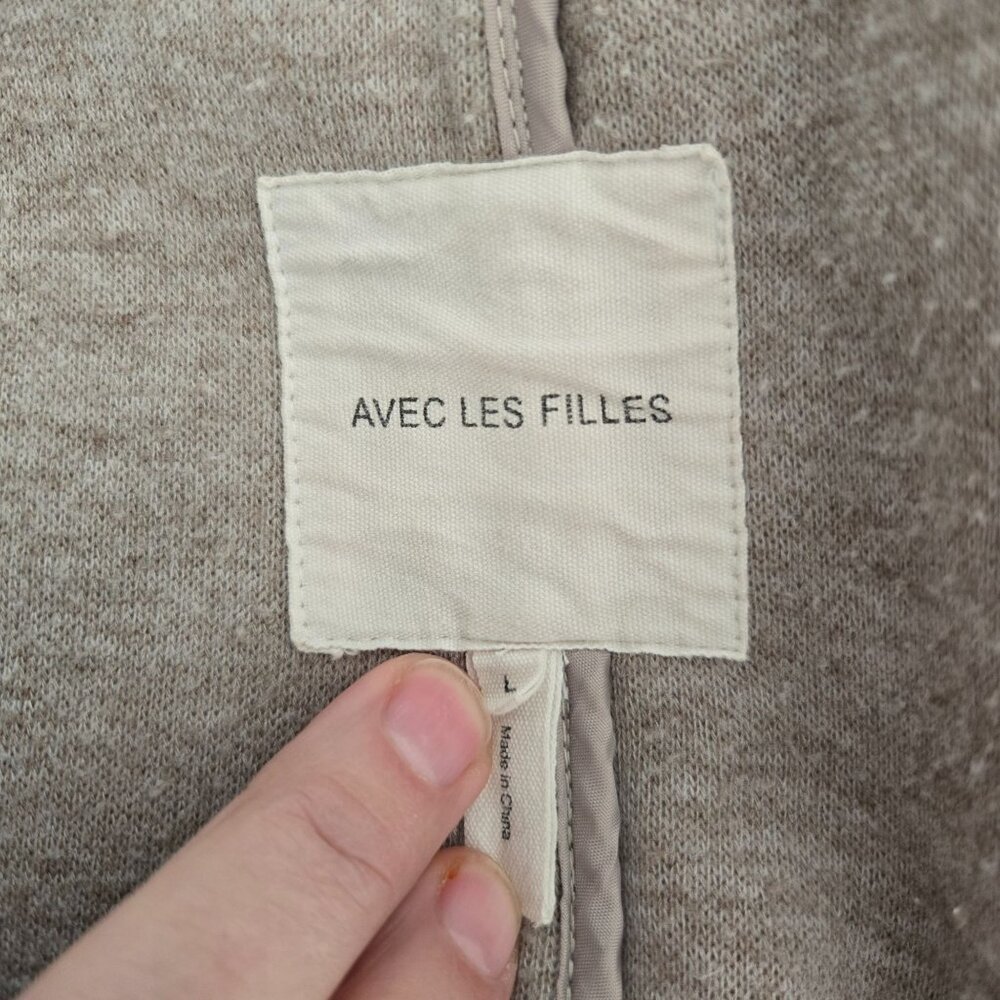 Avec Les Filles Womens Beige Wool-Blend Zip-Up Jacket Front Pockets Size Small - Picture 13 of 15
